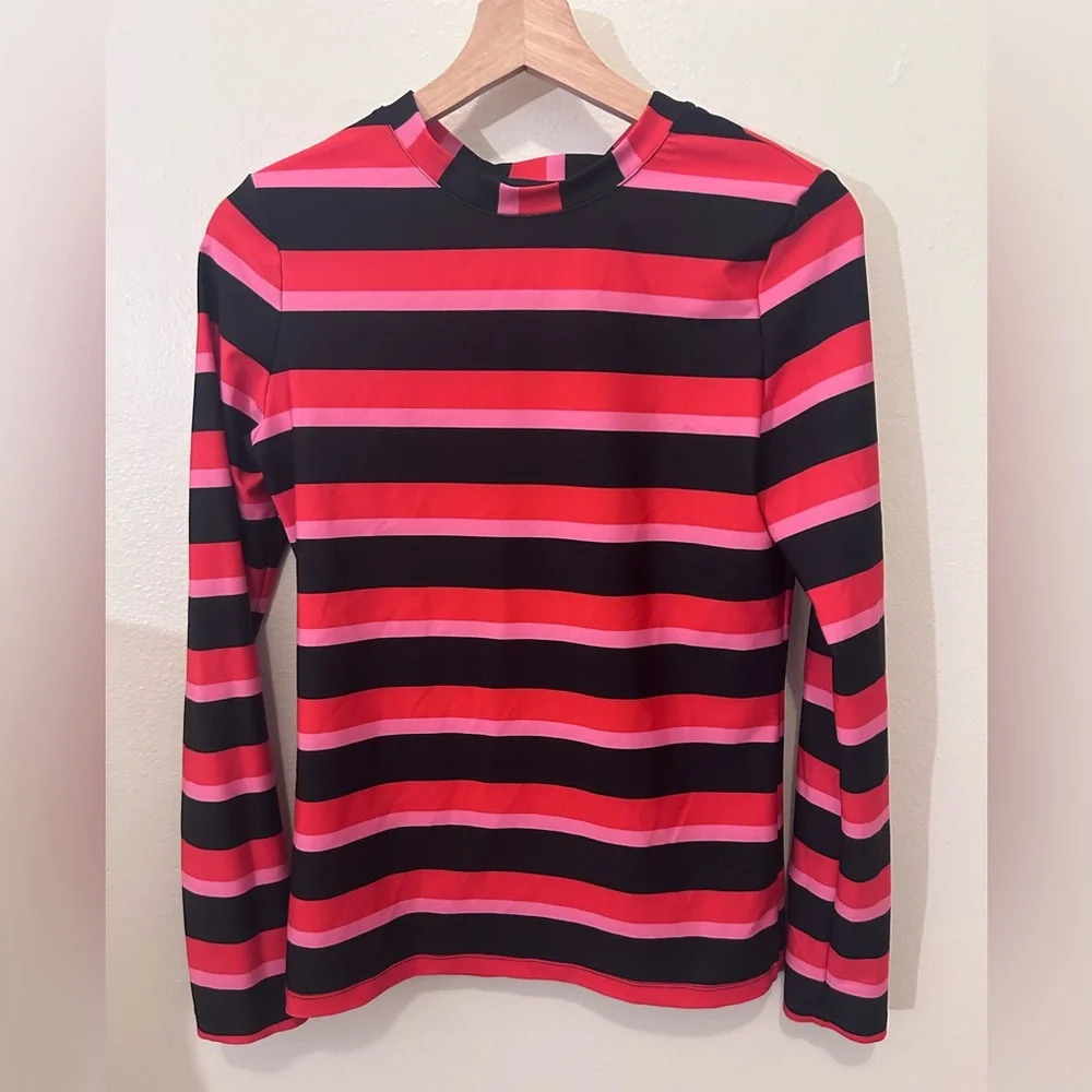 Jonathan‎ Cohen Womens Striped Long Sleeve T Shirt Size XS Red Black Crew Neck